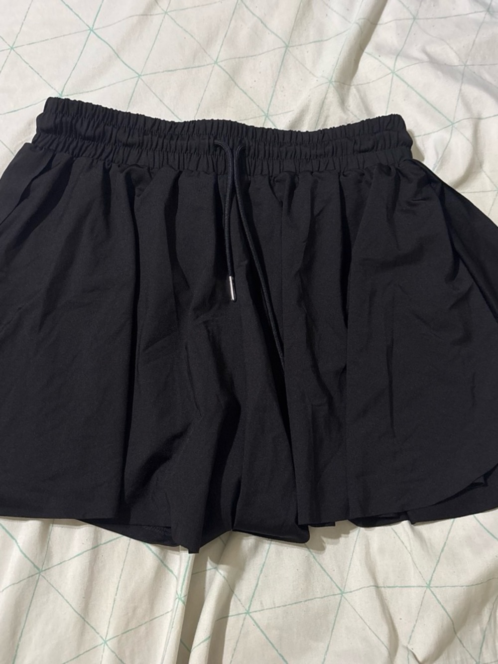 Love Tree Black Elastic-Waist Shorts with Drawstring